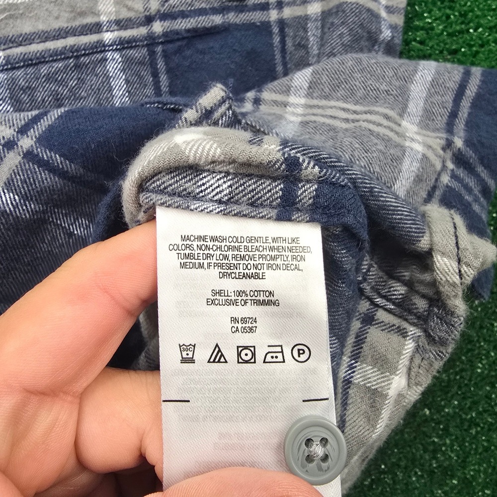 Michigan Wolverines Columbia Flannel Shirt Mens Large Blue Gray Plaid Button Up - Picture 7 of 8